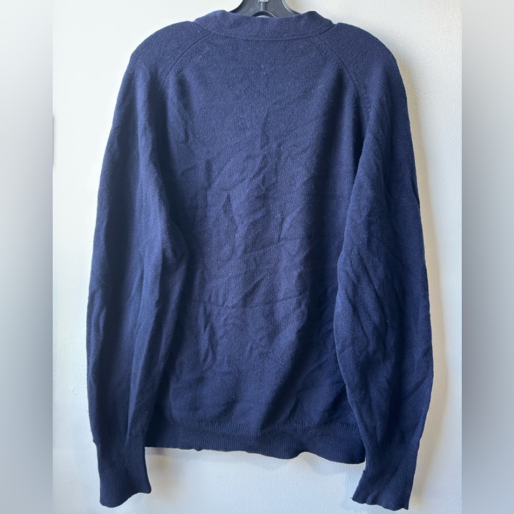 Marks & Spencer Lambswool Wool Dark Blue Men's Cardigan - Picture 4 of 9